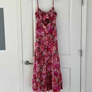 Floral Tie Front Ruffle Tiered Maxi Dress